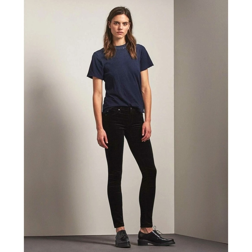 AG Velvet Super Skinny Legging Women 34 (Tag 32) Black Goth Indie Quiet Luxury